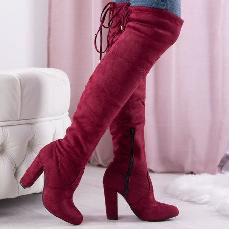 бордовые сапоги на каблуке Keysh - обувь