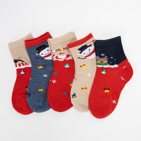 Детские новогодние носки, набор из 5 пар