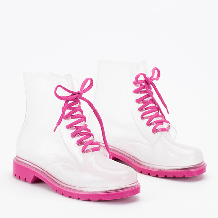 Прозрачные резиновые ботинки на розовой подошве Partys