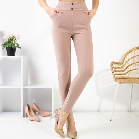 Розовые женские брюки с отделкой