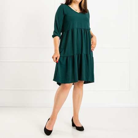 Темно-зеленое женское расклешенное платье PLUS SIZE