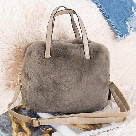 Женская коричневая меховая сумка - Сумочки