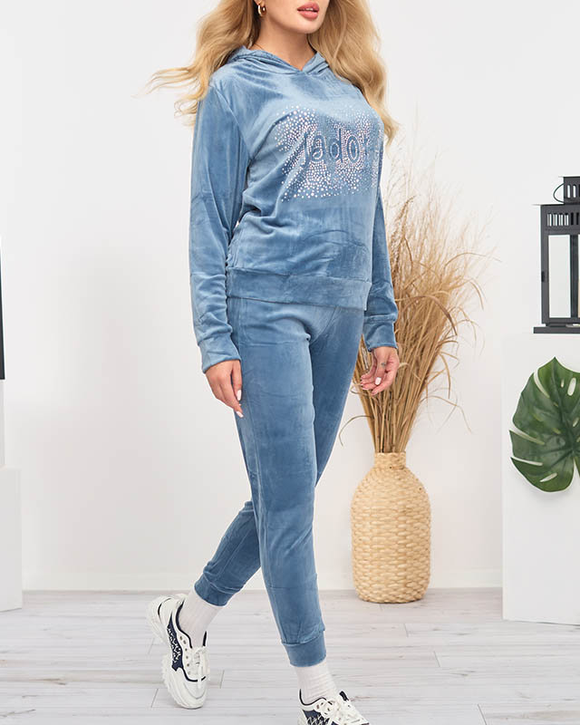 Женский синий спортивный костюм с пайетками - Одежда