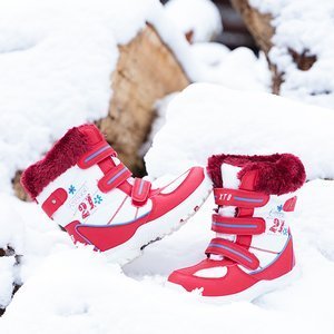 Белые и красные зимние сапоги для девочек с принтом Gilma - Обувь