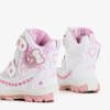 Белые и розовые зимние сапоги для девочек с надписями Uma - Обувь