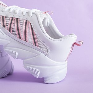 Белые женские кроссовки с розовыми вставками Justar