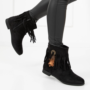 Черные женские ботинки с бахромой Akari