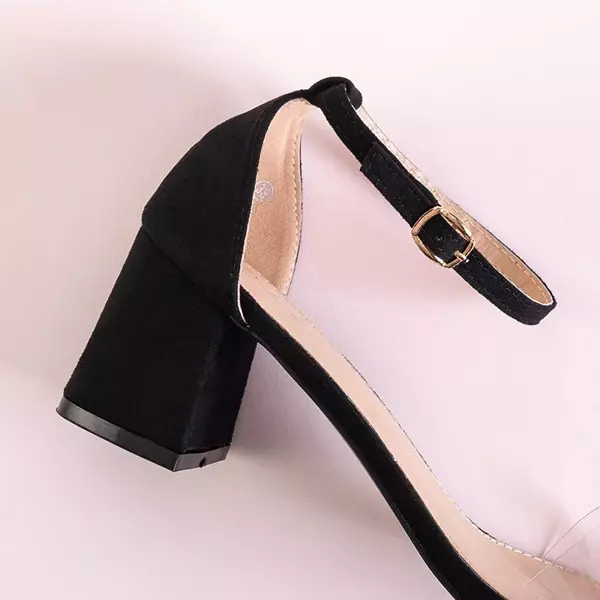 OUTLET Черные женские босоножки на низком каблуке Exma - Обувь