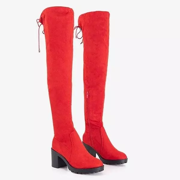 OUTLET Красные женские ботфорты на стойке Tomira - Обувь