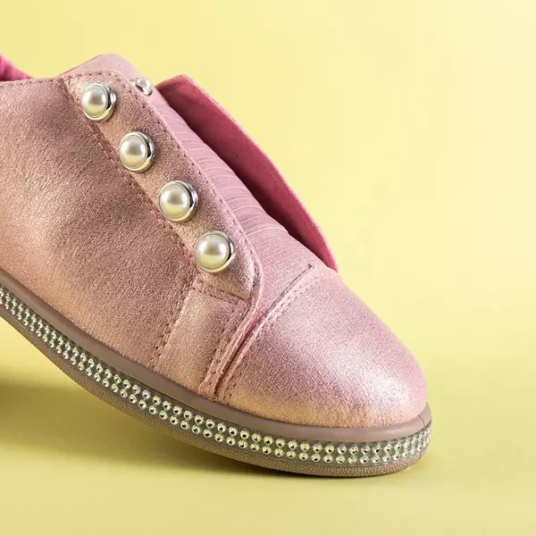 OUTLET Розовые детские слипоны с жемчугом Merina - Обувь