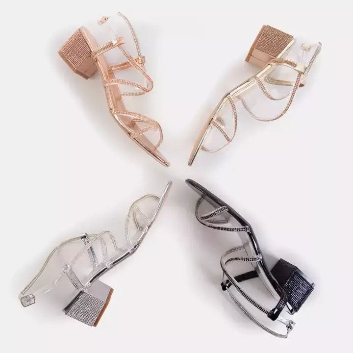 OUTLET Серебряные женские сандалии на столбе с фианитами Jukko - Обувь