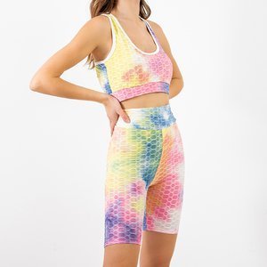 Разноцветной женский спортивный комплект в стиле tie dye
