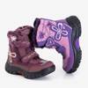 Розово-фиолетовые сапоги-снежки для девочек с нашивками Yomiko - Обувь