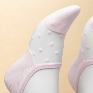 Розовые женские носки в горошек