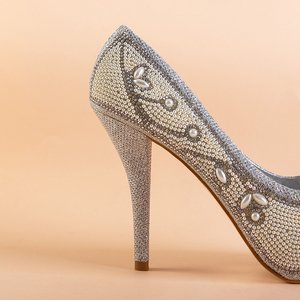 Серебряные женские туфли с отделкой Belisa
