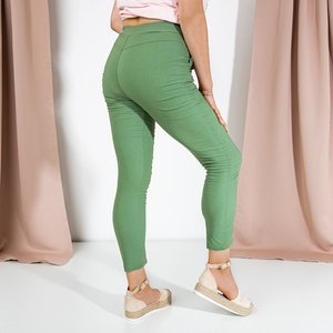 Зеленые женские брюки с молниями PLUS SIZE
