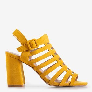 Желтые женские босоножки на каблуке Sima
