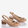 Женские сандалии на низком каблуке Lecaone Camel - Обувь
