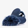 Женские зимние сапоги синего цвета с мехом Solas - Обувь