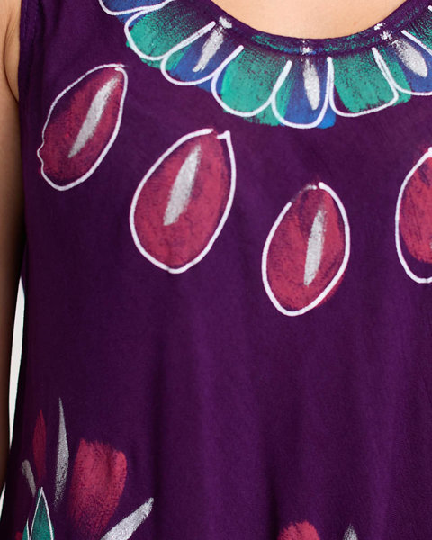 Женское фиолетовое пляжное платье с цветочной накидкой - Одежда
