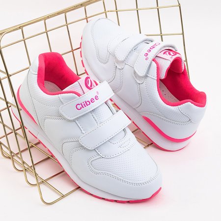 Білі дитячі кросівки з рожевими деталями Sariah