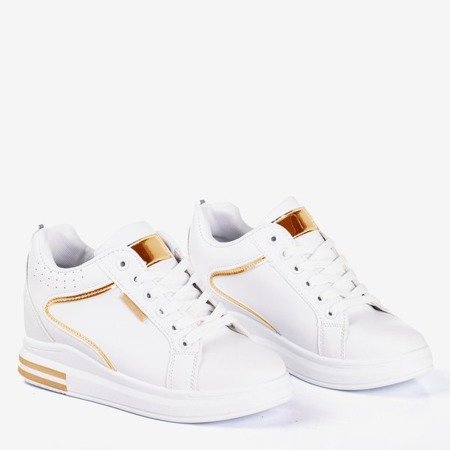 Білі та золоті кросівки на танкетці Marcja - Взуття