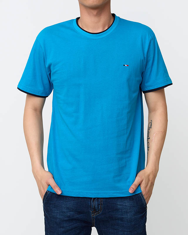 Чоловіча синя бавовняна футболка - Одяг