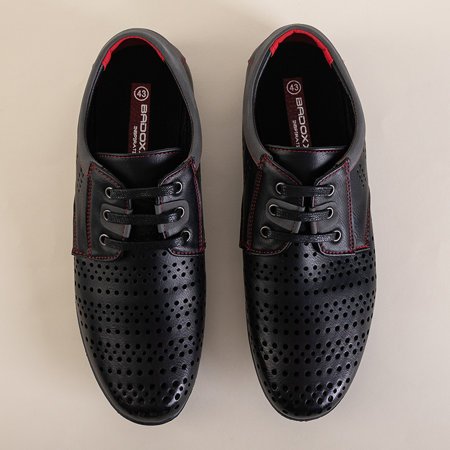 Чорне чоловіче взуття з червоною ниткою Iona
