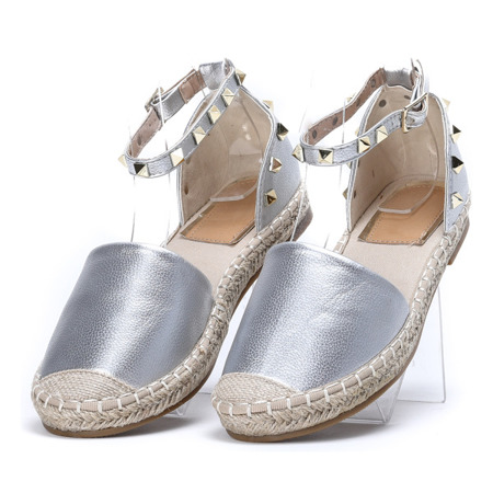 Срібні відкриті еспадрільї з шипами Moren - Взуття
