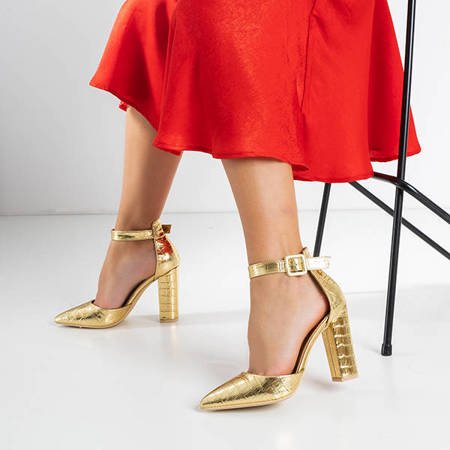 Золоті жіночі туфлі на підборах з тваринним тисненням Gerdasi - Взуття