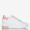 Білі кросівки на танкетці з рожевою вставкою Sliomena - Взуття