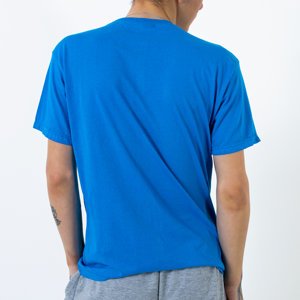 Блакитна чоловіча футболка з написом