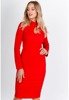 Червона сукня міді з вирізами - Одяг