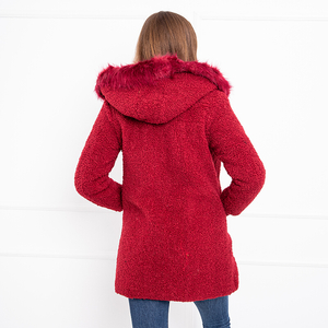 Червона жіноча куртка з капюшоном