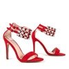 Червоні босоніжки на високому каблуці з фіанітом Elvine - Взуття
