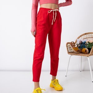 Червоні жіночі бавовняні прямі штани PLUS SIZE