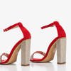 Червоні жіночі босоніжки з цирконами - Взуття 1