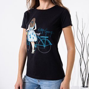 Чорна жіноча футболка з принтом