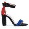 Чорні босоніжки на пості з темно-синьою смужкою та червоним каблуком Denice - Взуття 1