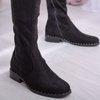 Чорні чоботи з еко-замші над коліном з плоским каблуком Rondesl - Взуття 1