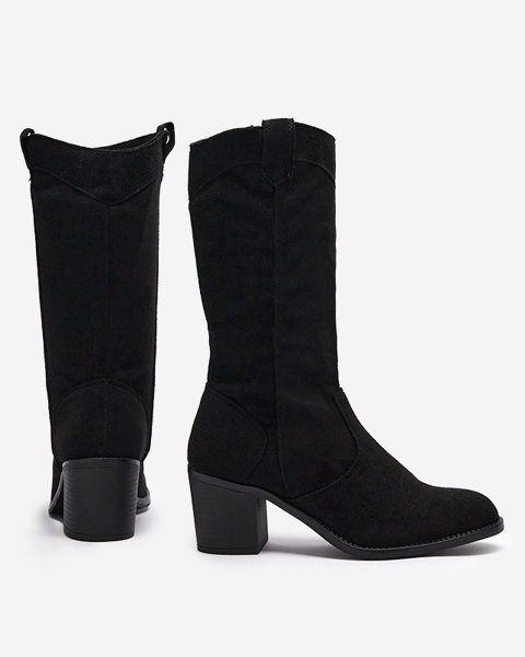Чорні жіночі черевики з еко-замшею Celestyna - Взуття