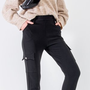 Чорні жіночі штани-карго з кишенями - Одяг