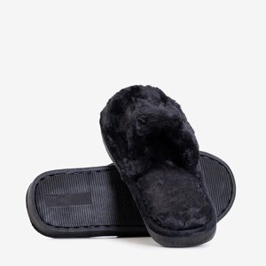 Чорні жіночі тапочки з хутром Wortan - Взуття