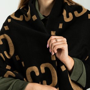 Чорно-коричневий жіночий двосторонній шарф