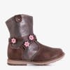 Коричневі дитячі черевики з квітами Flopesq - Взуття