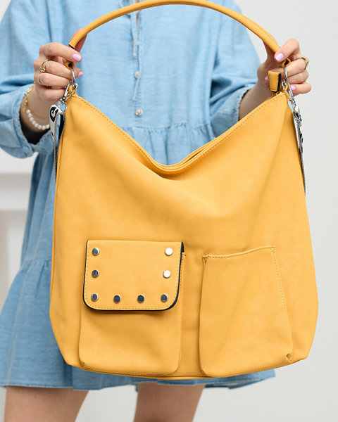 М'яка сумка-шоппер з матової екошкіри жовтого кольору - Аксесуари