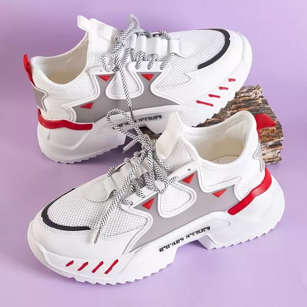 OUTLET Чоловічі білі кросівки з червоними елементами Gain - Взуття