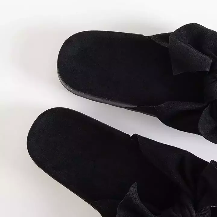 OUTLET Чорні жіночі тапочки з еко -замші з бантом Merisa - Взуття