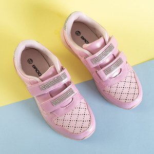 OUTLET Рожеве дитяче ажурне спортивне взуття з прикрасами Oksi - Взуття