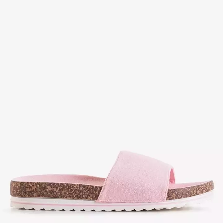 OUTLET Світло -рожеві жіночі тапочки з еко -замші на плоскій підошві Silveria - Взуття